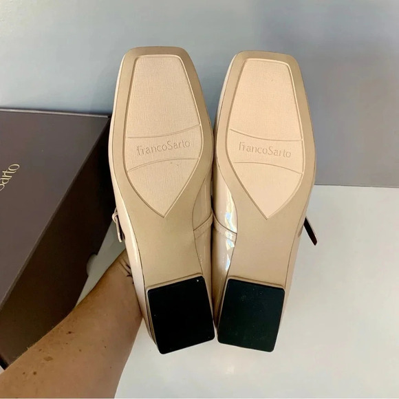 NEW Franco Sarto Tinsley Mary Jane Faux Patent Leather Flat in Nude/Tan- 8 - Picture 7 of 7